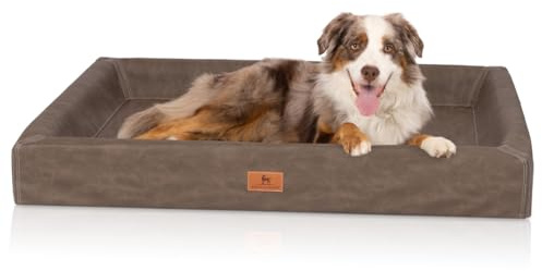 Knuffelwuff orthopädisches Hundebett Austin aus Kunstleder XXXL 155 x 125cm Braun