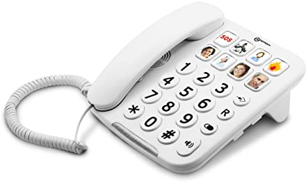 Geemarc PhotoPHONE 110 - Big Button Home Phone with Customisable Photo Memories, Loud Receiving Volume and Speakerphone for Elderly - Hearing Aid Compatible - Low to Medium Hearing Loss - UK Version