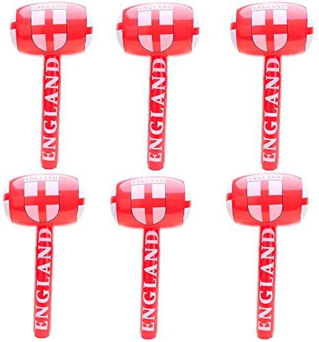 Toyland® Marteau Angleterre Gonflable 6 x 28 Pouces - Coupe du Monde Qatar 2022 - Accessoires de Match de Football