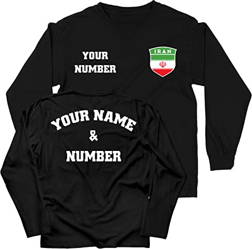 lepni.me Kinder T-Shirt Iran Fußball Trikot Ihr Name und Nummer | Iranische Personalisierte Flagge Abzeichen Weltmeisterschaft 2022 (3-4 Jahre Schwarz Mehrfarben)