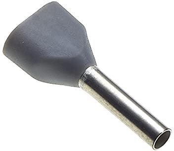 Isolierte Doppeleinführungshülse, 8mm X 0.75mm, 100 Stück - Doppeltes Bootlace, Kupfer-Crimp-Verbindungsstift, Kabelendverschlüsse, Graue Nylonhülsen-Verbinder