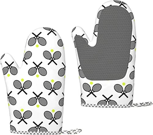 Gants de Four Raquettes de Tennis Gants de Four en Silicone Noir Gants de Cuisine antidérapants, Gants de Cuisson résistants à la Chaleur Une Paire