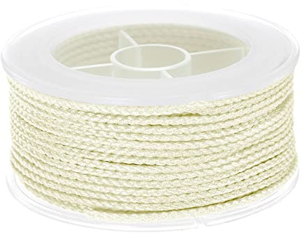 sourcing map Hilo de Nylon, Cuerda de Abalorios de Cordel, Cordón Trenzado Extrafuerte 1,6mm para Pulseras Joyería Fabricación Bricolaje Artesanías 16M/52 Pies, Crema