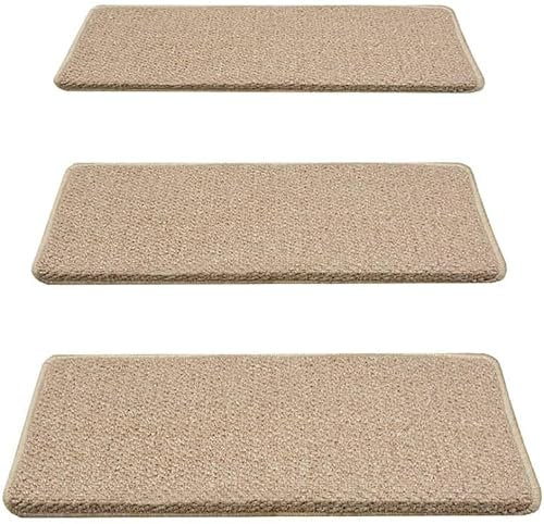 URBERY Treppenteppichstufen Selbstklebende Treppenstufen Matten Pad Rutschfester Stufenschutz Teppichabdeckung Treppenteppich Einfache Imitation Sisal-Treppenteppichmatten (Color : A, Size : 15pcs