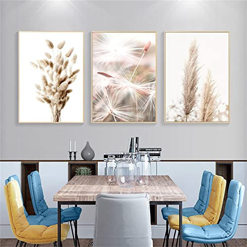 3-teiliges Poster Set Wandbilder Boho Pampasgras, Moderne Aesthetic Bilder Wandbilder, Wandposter Bilder Wohnzimmer Deko Schlafzimmer,ohne Rahmen (40x50cm)