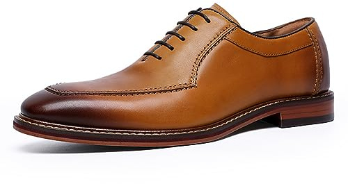 DESAI Homme Chaussures à Lacets en Cuir Derby Mariage Oxford Business Brogues, Tan, 43 EU