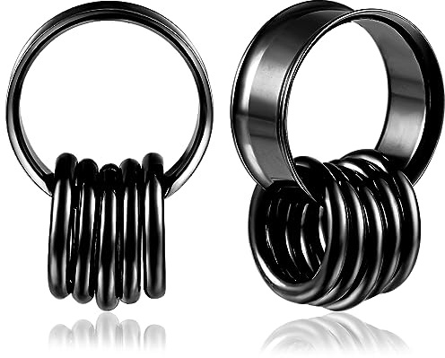 Vankula Ohr Tunnel 1 Paar Double Flared Flesh Plugs 10 Ringen Edelstahl für männer damen Ohrpiercing Gestreckte Schmuck 8mm bis 16mm