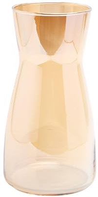 Blumenvase Glas, Klarglas Vase, 20CM Hoch Glasvase für Tischdeko, Dekorative Vase für Pampasgras, Tulpen, Orchideen, Rosen, Trockenblumen (Bernstein)