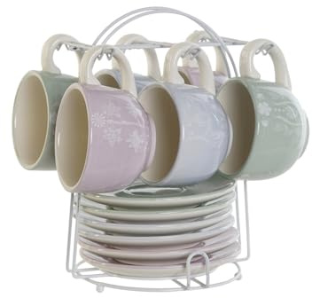 CAFE SET 6 DOLOMITE METAL 20X18X20 180 ML VERDE