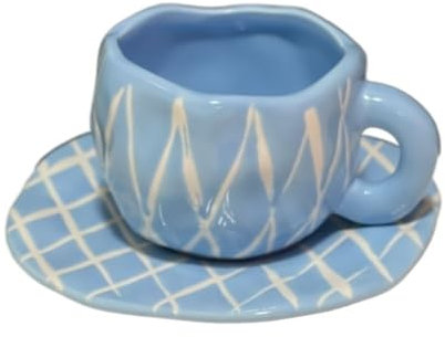 Service à Café Peint à la main le ciel bleu et les nuages ​​blancs tasse à café avec soucoupe en céramique à la main tasse à thé soucoupe ensemble cadeau mignon for elle Porcelaine Anglaise(Color:MM)