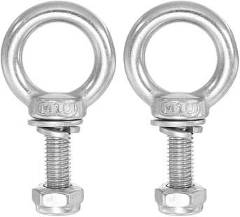 PATIKIL Bulloni Occhiello Golfari, M10x30 Filettatura Maschio Acciaio Inossidabile 304 con Guarnizione Dado Esagonale Rondelle Piatte per Appendere Assicurare Catena Corda Metallico, 2 Set