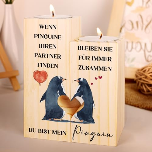 Ich Liebe Dich Geschenke für Frauen Männer - Kerzenständer aus Holz | Partner Geschenke, Valentinstag Jahrestag Geschenk für Ihn und Sie, Hochzeitstag Geschenke für Paare