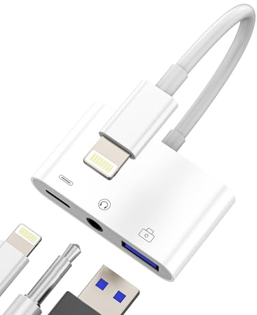 Adattatore Lightning A AUX Jack Cuffie(3in1)USB OTG 3.0 Chiavetta 3,5mm Audio Cavo Cavetto Ricarica Adapter Per IPhone Per Apple Mouse Tastiera Macchina Fotografica Accessori Cellulare iPad Dongle ip