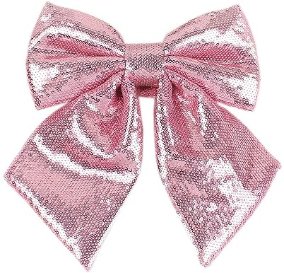Weihnachtsschleifen,1 Stück 25 x 25 cm Deko Schleifen Weihnachten,Groß Bögen mit Pailletten,Weihnachtsbaum Schleifen Glitzer Weihnachtsbaumschmuck,Zierschleifen für Weihnachtskranz Hochzeit,Rosa