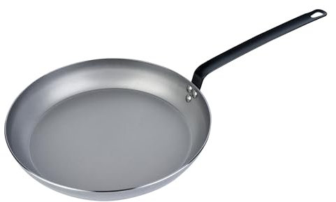 Restaurantware -Met Lux - Sartén de 14 pulgadas, 1 sartén antiadherente, lista para inducción, triple remachado, acero al carbono plateado, duradera, para saltear y dorar alimentos