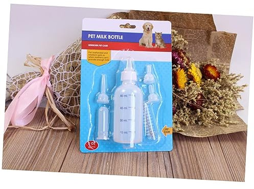 Yardwe 60ml Pet Nurser Bottle Kit with Nipple Set, Pvc Material, Small Size for Nursing Puppies, Kittens and Small Animals Feeding