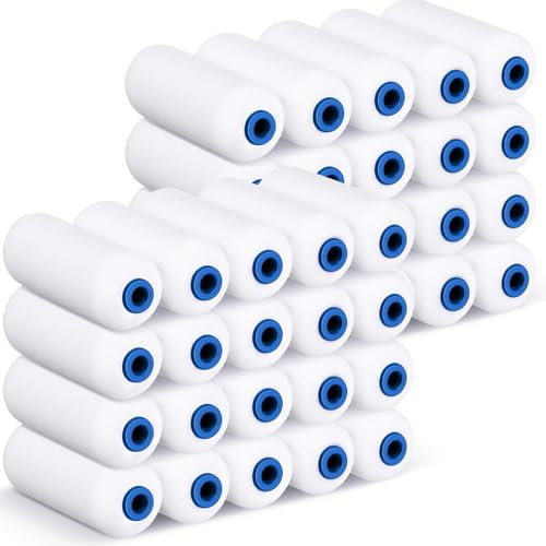 Nuenen 40 Pcs 4 Inch Foam Paint Rollers Mini Paint Roller Covers High Density Small Foam Paint Roller for House Wall Doors Cabinet Painting
