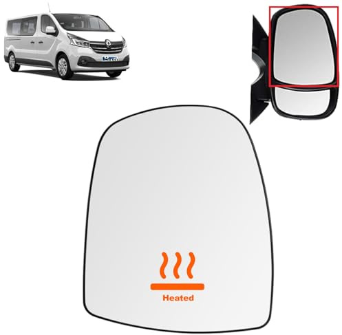 BIAREN Wing Mirror Upper Glass Right Heated For Renault Trafic Vauxhall Opel Vivaro Nissan Primastar (2001-2014) 7701052624 4410618 9636500QAK - Wing Mirror Glass + Back Plate