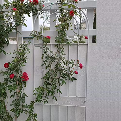 Obelisco de enrejado de metal blanco para jardín, tamaño de 120 cm, para plantas trepadoras, decoración artística de hierro para patio, terraza y césped