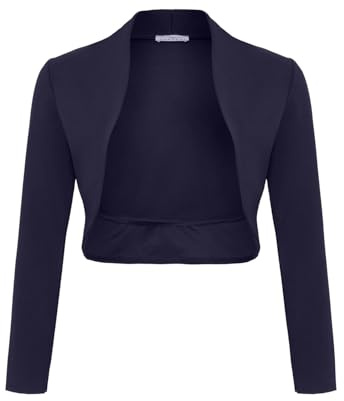Damen Langarm Bolero Festlich Schulterjacke Kurzbolero (700) Blau, XS