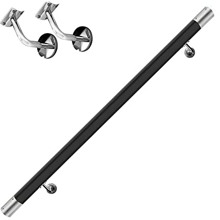Pasamanos de madera para escaleras interior negro redondo de madera pasamanos antideslizante para ancianos montado en la pared barra de soporte kit completo 2 m/2,5 m/3,5 m/4 m (tamaño: 300 cm)