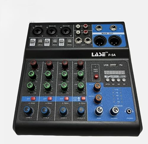 LASE 5 Channel Mixing Console Professional Audio Mixer For Live Streaming or DJ