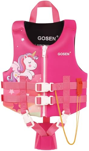 GOSEN Toddler Swim Vest Kids Floaties, Swim Jacket for 25-40 lbs/1-4 Years | Dual Secure Buckles, Soft Crotch Strap, Neoprene Toddler Floaties with EPE Foam, Lightweight, Move Freely, Easy To Wear