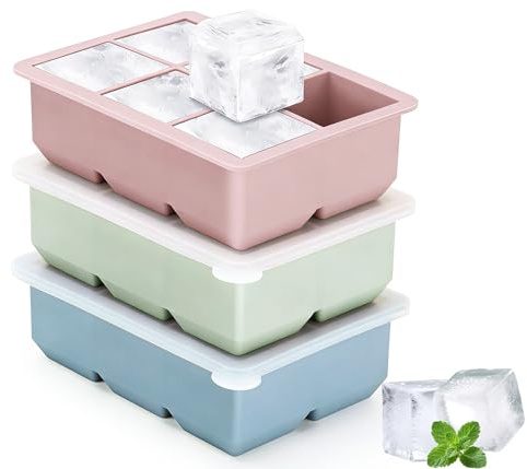 Cubiteras Para Hielo Cubitera Hielera Maquina Hielos 3 Pieza Reutilizables Silicona Cubo Con Tapa Molde Cubitos Grande Ice Maker Cube Tray Cubos Moldes Reutilizable Kitchen