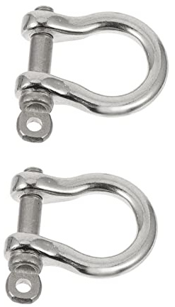COOPHYA 2pcs Pure Copper D-Rings Screw Shackles U-Shaped Buckles for DIY Leather Craft Small Stainless Steel Horsehoe Keyring Fast Release for Bag Straps
