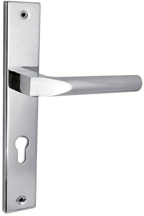 domino Türgriff 72 Drückergarnitur PZ - Profilzylinder Set Türklinke für Zimmertür, Bürotür, Kellertür & Innentür L-Form Türbeschläge aus Aluminium glänzendes ChromCONO M6