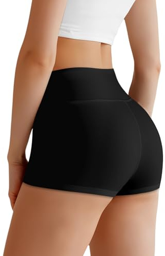 AOOSA Women's High Waisted Booty Shorts, Stretch Slim Fit Hot Pants, Safety Short for Under Skirt, Comfortable Anti Chafing Shorts Yoga Workout Cycling Sports Running Gym (XS) Black