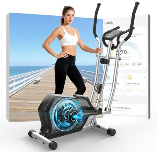 Vélo elliptique avec Bluetooth APP,3 en 1 vélo elliptique avec16 Niveaux de résistance, écran LCD, Porte-Bouteille,Pédale Antidérapante,capacité de Charge de 287LBS,Stepper elliptique aérobique