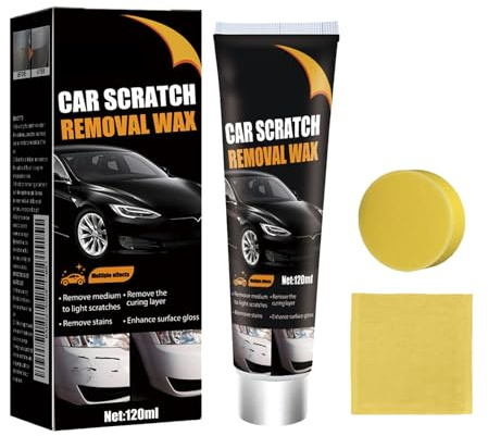 Mnozreo Pasta de Reparación de Arañazos,Nano Paño Auto Rascador Removedor,Removedor de Rayos para Vehículos,Reparador Arañazos Coche,Quita Arañazos Coche,120ML,1PC