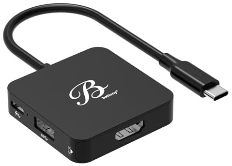 Battony USB C to HDTV Adapter, Type C Adapter Multiport AV Converter with 4K@60hz HD Output, 100W PD & USB 3.0 Port, Compatible for MacBook Pro/Air, iPad, Tablets, Switch, TV, Monitor and More