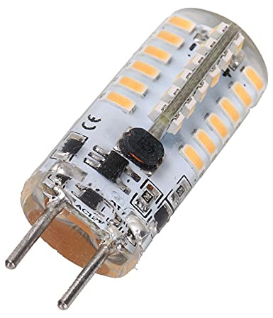 Ailgely Bulbo de Bipin Gy6.35 48led con AC12V, Material de Silicona, Enchufe y Juego, Ultra-Bright, 50,000h Long Life para la Lámpara de Techo de Araña (Blanco cálido)