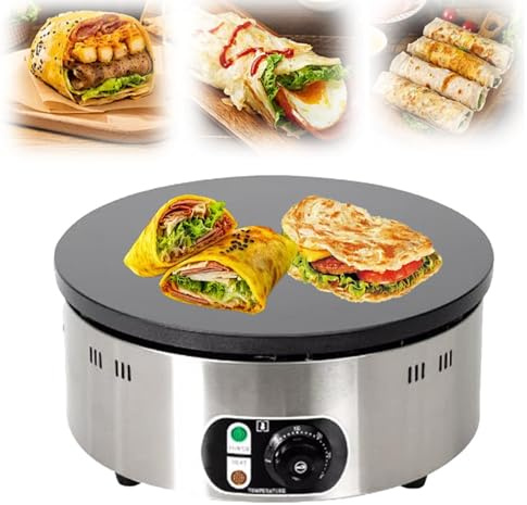 Máquina Para Hacer Crepes Eléctrica, Plancha Para Hacer Panqueques de 3000W, Control de Temperatura Ajustable Antiadherente Para Desayuno, Panqueques Esponjosos