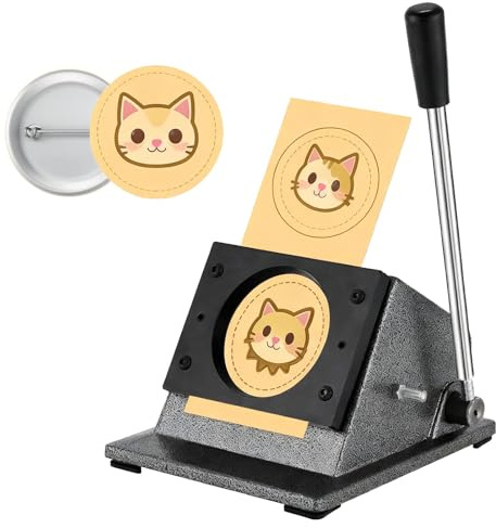 Manueller Kreisstanzer, Grafik-Button-Maschine mit langem Griff, Rundstanzer, Button-Maschine zum Schneiden von Karton, Folie, Metall und Stoffen(58mm(2.3inch))