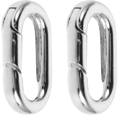 Hohopeti 2Pcs Oval Spring Lock Clasps 16X9.5Mm Platinum Necklace and Bracelet Connectors for DIY Jewelry Making, Keychain Carabiner Clasps, Oval Jewelry Closure Clips