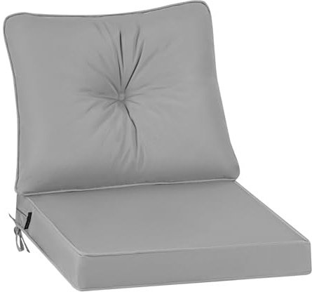 PRIMEPATIO Outdoor Stuhlkissen 50x50, Schaumstoff Sitzkissen mit Bändern
