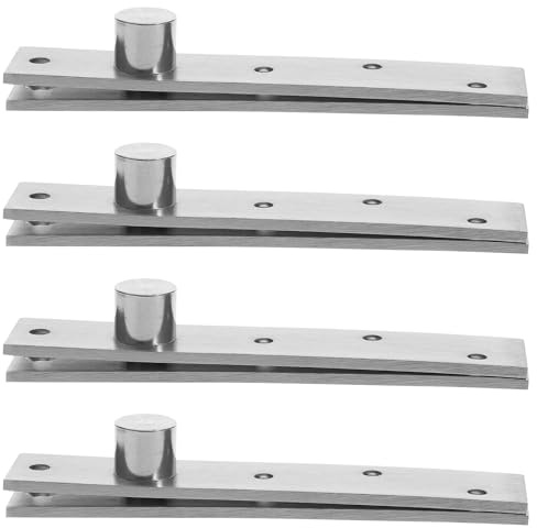 Healeved Bisagra Pivotante de Puerta Oculta 360 Grados Inoxidable, 4 Piezas, Eje Superior E Inferior para Puertas Secretas, Armarios y Mamparas, Herraje Resistente y Estable