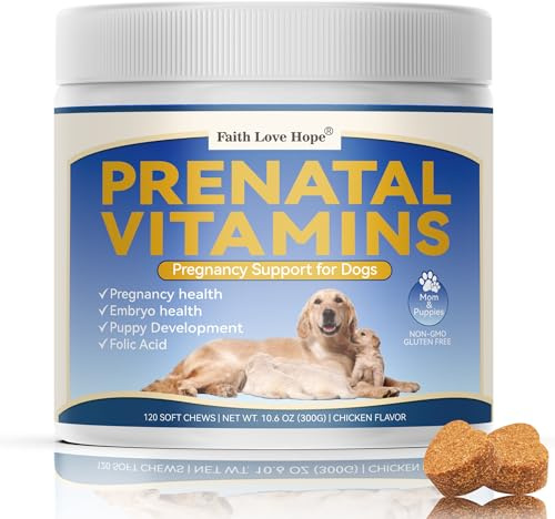Dog Prenatal Vitamins - Supports Pregnancy Wellness, Puppy Growth & Lactation and Recovery | Riched Essential Nutrients - DHA, Folic Acid,Iron, Calcium | Advanced Multivitamin for Pregnant and Nursing
