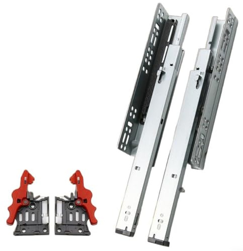Guide scorrevoli per cassetti da 500 mm, con chiusura ammortizzata, estensione completa, in acciaio zincato, per mobili da cucina con design a scomparsa e portata 35 kg (350 mm)