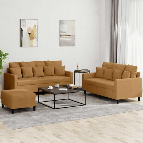 mtlskopl 3-TLG. Sofagarnitur aus Samt mit 2 Zweisitzern & Hocker 138 x 77 cm Bequeme kompakte Polstergarnitur Modernes Design für Wohnzimmer kleine Wohnungen Büro