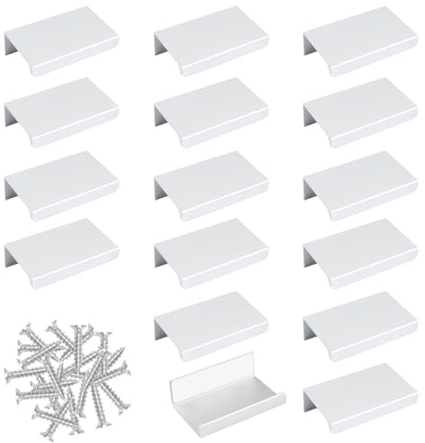 MOROBOR Mini-Finger-Kantengriff, selbstklebend, moderner Stil, rechtwinklig, Aluminiumlegierung, unsichtbare Griffe für Schrank, Hardware, Schublade, 52 mm, Silber, 16 Stück