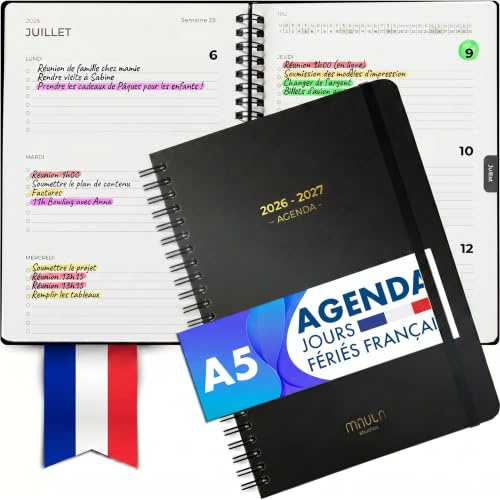 Agenda 2026 2027 Semainier A5 – Agenda Scolaire 18 Mois pour Enseignant | Agenda scolaire 2026-2027 · juillet 2026–décembre 2027 · 1 semaine sur 2 pages · jours fériés & vue mensuelle · enseignants