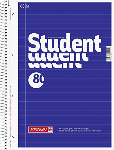 Brunnen 1067941 Notizblock / Collegeblock Student (A4, liniert, 70 g/m², 80 Blatt) 5 Stück