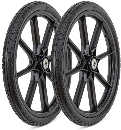 Lapp - Set di 2 Ruote Piatte in plastica, 20 x 1,95, per Tosaerba, Carrello da Giardino, Ruote di Ricambio Pony Wagon, Dimensioni Cuscinetto 58'' o 34''