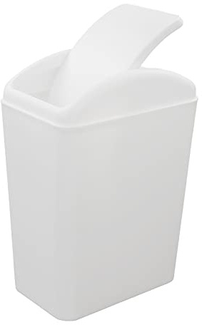Xowine 15 L Kleiner Mülleimer mit Deckel, Mülleimer mit Schwingdeckel, Weiß