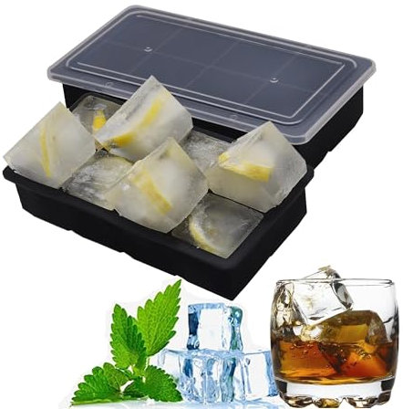 Großer Eiswürfelbehälter mit Deckel, quadratische Eiswürfelbehälter für den Gefrierschrank, Silikoneiswürfelbehälter für Whisky-Cocktails, Saft, Pralinen