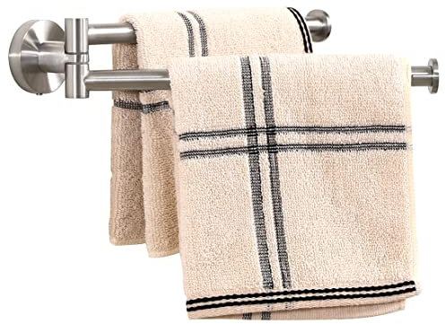 KES Handtuchhalter Schwenkbar Handtuchstange Küche Geschirrtuchhalter Edelstahl SUS 304 Handtuch Halter Zweiarmig 180°Drehbar Wandmontage Gebürstet, A2106S23-2